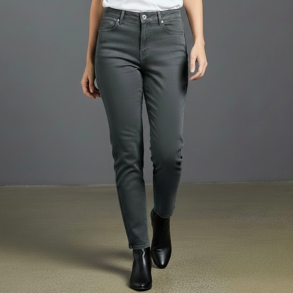 J.Jill Gray Denim Jeans Size 10 Boyfriend Straight Leg Ankle Pants Cotton Womens